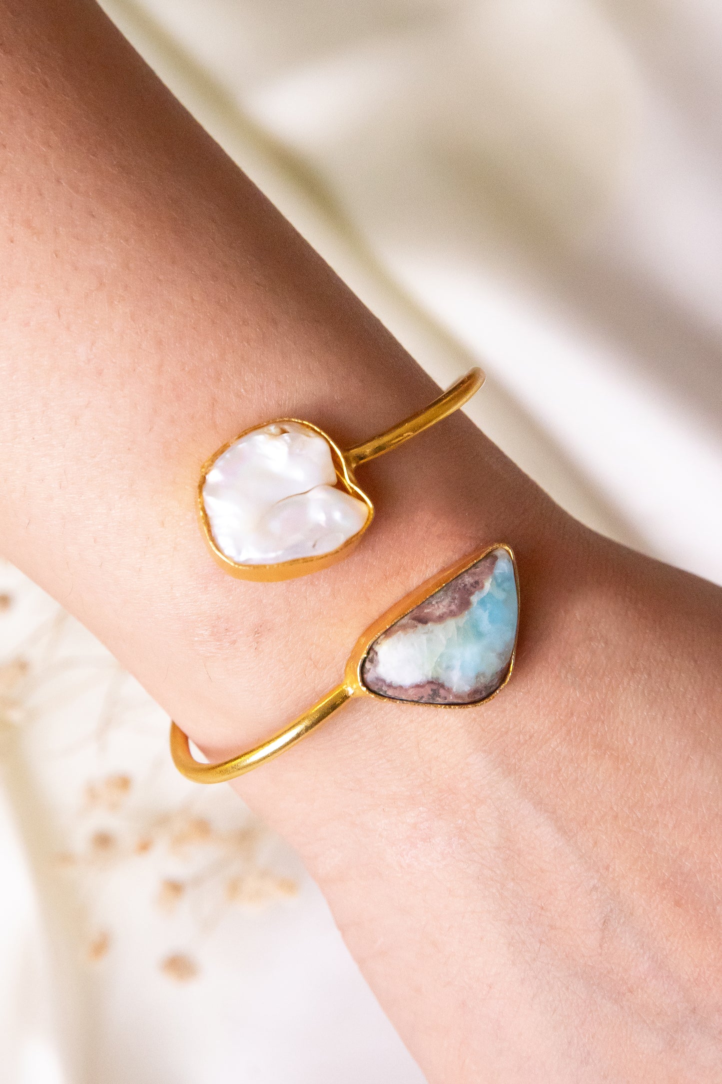 LARIMAR & PEARL BRACELET