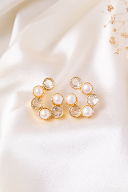 FACETED HYDRO & PEARL EARRING